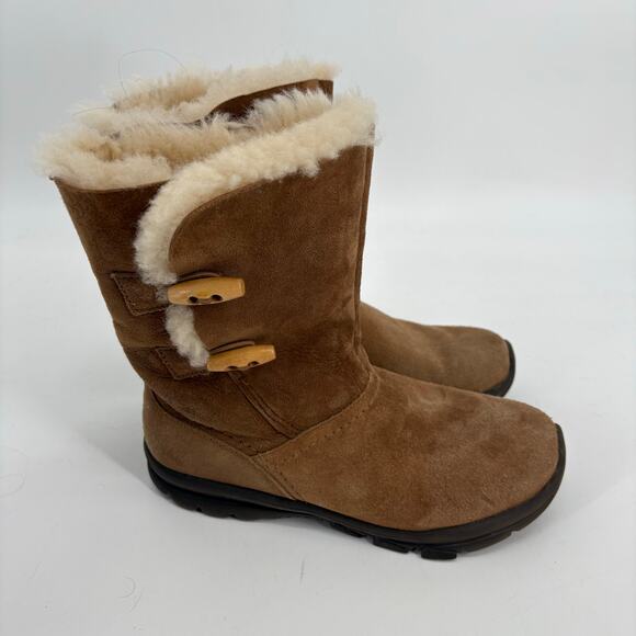 Abeo Lite Juneau Tan Sheepskin Shearling Lined Toggle Boots Size 7 Rubber Sole - Picture 1 of 8